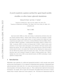 A novel sensitivity analysis method for agent-based models stratifies in-silico tumor spheroid simulations