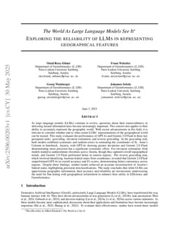 The World As Large Language Models See It: Exploring the reliability of LLMs in representing geographical features
