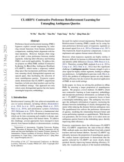 CLARIFY: Contrastive Preference Reinforcement Learning for Untangling Ambiguous Queries