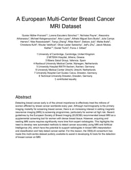A European Multi-Center Breast Cancer MRI Dataset
