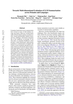 Towards Multi-dimensional Evaluation of LLM Summarization across Domains and Languages
