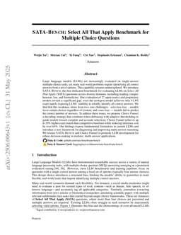 SATA-BENCH: Select All That Apply Benchmark for Multiple Choice Questions