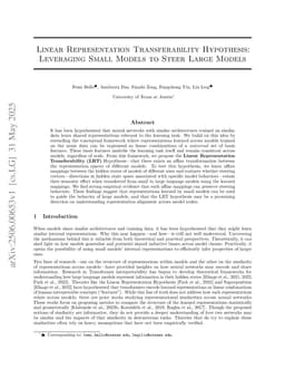 Linear Representation Transferability Hypothesis: Leveraging Small Models to Steer Large Models