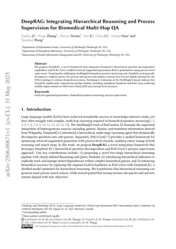 DeepRAG: Integrating Hierarchical Reasoning and Process Supervision for Biomedical Multi-Hop QA