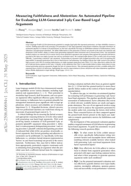 Measuring Faithfulness and Abstention: An Automated Pipeline for Evaluating LLM-Generated 3-ply Case-Based Legal Arguments