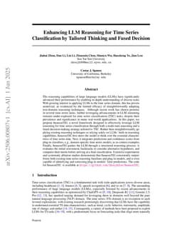 Enhancing LLM Reasoning for Time Series Classification by Tailored Thinking and Fused Decision
