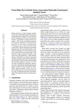 From Plain Text to Poetic Form: Generating Metrically-Constrained Sanskrit Verses