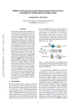 HERGC: Heterogeneous Experts Representation and Generative Completion for Multimodal Knowledge Graphs