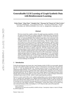 Generalizable LLM Learning of Graph Synthetic Data with Reinforcement Learning