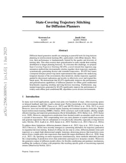 State-Covering Trajectory Stitching for Diffusion Planners