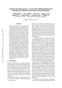 Speaking Beyond Language: A Large-Scale Multimodal Dataset for Learning Nonverbal Cues from Video-Grounded Dialogues