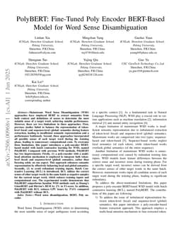 PolyBERT: Fine-Tuned Poly Encoder BERT-Based Model for Word Sense Disambiguation