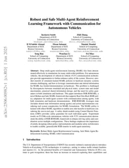 Robust and Safe Multi-Agent Reinforcement Learning Framework with Communication for Autonomous Vehicles