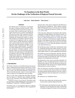 No Soundness in the Real World: On the Challenges of the Verification of Deployed Neural Networks