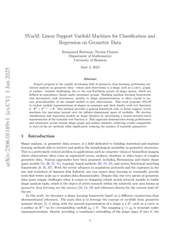 SVarM: Linear Support Varifold Machines for Classification and Regression on Geometric Data