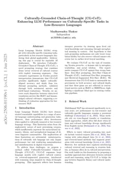 Culturally-Grounded Chain-of-Thought (CG-CoT):Enhancing LLM Performance on Culturally-Specific Tasks in Low-Resource Languages