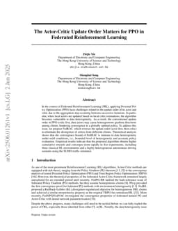 The Actor-Critic Update Order Matters for PPO in Federated Reinforcement Learning