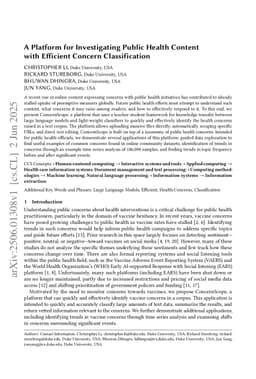 A Platform for Investigating Public Health Content with Efficient Concern Classification