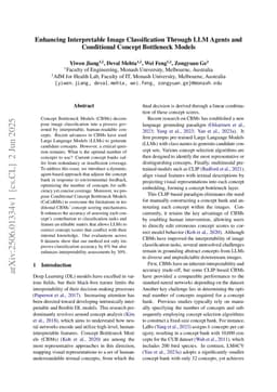 Enhancing Interpretable Image Classification Through LLM Agents and Conditional Concept Bottleneck Models