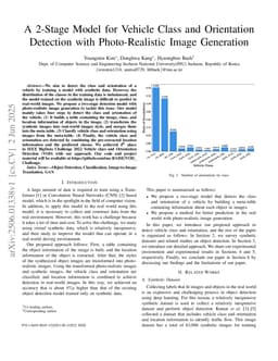 A 2-Stage Model for Vehicle Class and Orientation Detection with Photo-Realistic Image Generation