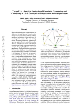 ThinkEval: Practical Evaluation of Knowledge Preservation and Consistency in LLM Editing with Thought-based Knowledge Graphs