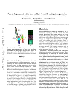 Neural shape reconstruction from multiple views with static pattern projection