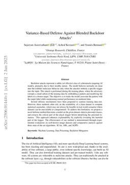 Variance-Based Defense Against Blended Backdoor Attacks