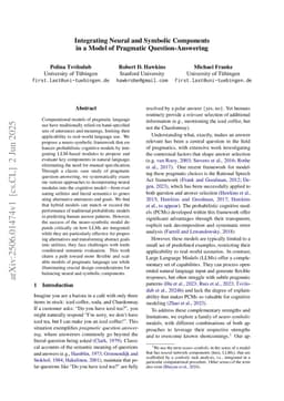 Integrating Neural and Symbolic Components in a Model of Pragmatic Question-Answering