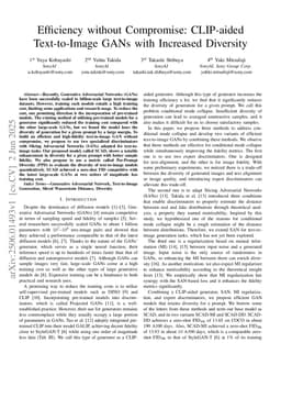 Efficiency without Compromise: CLIP-aided Text-to-Image GANs with Increased Diversity