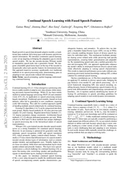 Continual Speech Learning with Fused Speech Features