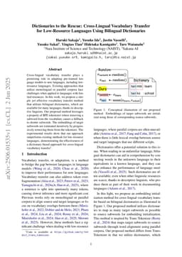 Dictionaries to the Rescue: Cross-Lingual Vocabulary Transfer for Low-Resource Languages Using Bilingual Dictionaries