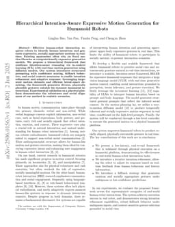 Hierarchical Intention-Aware Expressive Motion Generation for Humanoid Robots