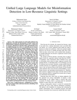 Unified Large Language Models for Misinformation Detection in Low-Resource Linguistic Settings