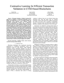 Contrastive Learning for Efficient Transaction Validation in UTXO-based Blockchains