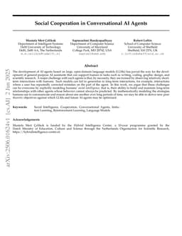 Social Cooperation in Conversational AI Agents