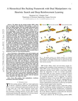 A Hierarchical Bin Packing Framework with Dual Manipulators via Heuristic Search and Deep Reinforcement Learning