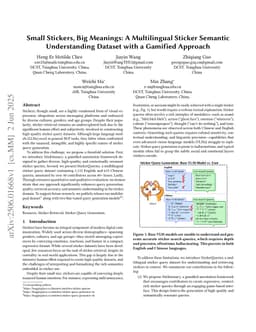 Small Stickers, Big Meanings: A Multilingual Sticker Semantic Understanding Dataset with a Gamified Approach