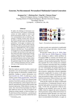 Generate, Not Recommend: Personalized Multimodal Content Generation