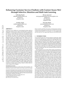 Enhancing Customer Service Chatbots with Context-Aware NLU through Selective Attention and Multi-task Learning