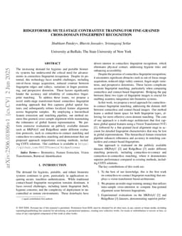 Ridgeformer: Mutli-Stage Contrastive Training For Fine-grained Cross-Domain Fingerprint Recognition