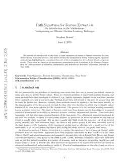 Path Signatures for Feature Extraction. An Introduction to the Mathematics Underpinning an Efficient Machine Learning Technique