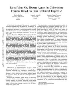 Identifying Key Expert Actors in Cybercrime Forums Based on their Technical Expertise