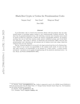 Black-Box Crypto is Useless for Pseudorandom Codes