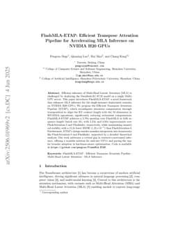 FlashMLA-ETAP: Efficient Transpose Attention Pipeline for Accelerating MLA Inference on NVIDIA H20 GPUs