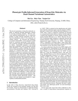 Phenotypic Profile-Informed Generation of Drug-Like Molecules via Dual-Channel Variational Autoencoders