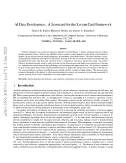 AI Data Development: A Scorecard for the System Card Framework