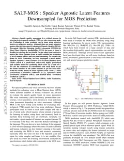 SALF-MOS: Speaker Agnostic Latent Features Downsampled for MOS Prediction