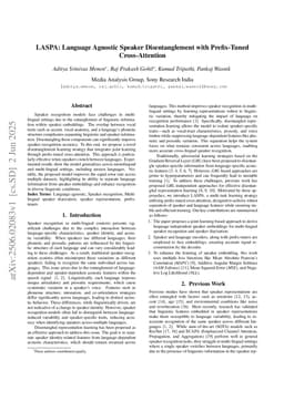 LASPA: Language Agnostic Speaker Disentanglement with Prefix-Tuned Cross-Attention