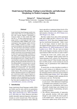 Model Internal Sleuthing: Finding Lexical Identity and Inflectional Morphology in Modern Language Models