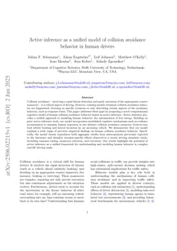 Active inference as a unified model of collision avoidance behavior in human drivers